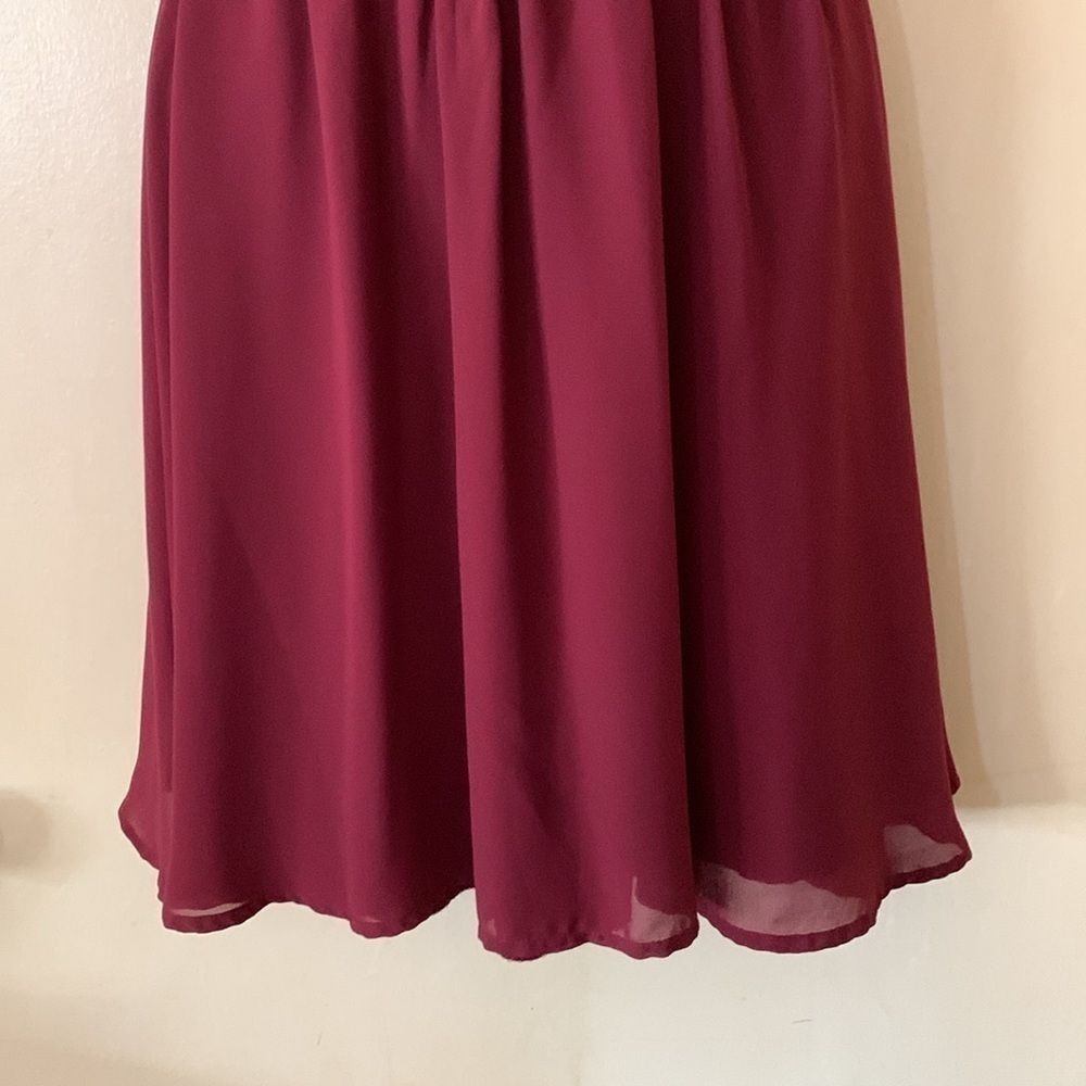 Lush cranberry pleated party dress size S - Picture 3 of 11